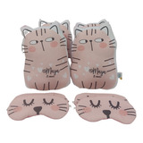 Kit 5 Almofadas Formatinho Gatinho E 5 Máscara De Dormir
