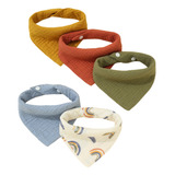 Kit 5 Babador De Bandana Com Forro Impermeável De Algodão Pr