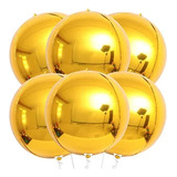 Kit 5 Balão 4d Metalizado Orbz Globo 55 Cm Efeito Espelhado