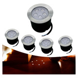 Kit 5 Balizador Spot Led Embutir Chão Piso Jardim 5w Quente Cúpula Inox Estrutura Preto