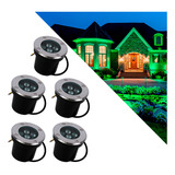Kit 5 Balizador Verde De Solo Led 7w Embutir Bivolt
