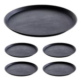 Kit 5 Bandeja Garçom Antiderrapante 40cm Restaurante Bar