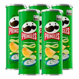 Kit 5 Batatas Chips Pringles 109g - Sabor Creme E Cebola