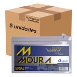 Kit 5 Bateria Estacionária 12v 7ah Nobreak Alarme Moura