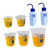 Kit 5 Béquer 50 100 250 600 1000ml E 2 Pisseta 500ml Nalgon
