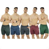 Kit 5 Bermuda Masculino Dry Fit Shorts Calção Bolso Academia