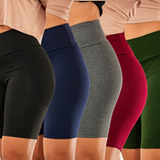 Kit 5 Bermudas Academia Feminino Cintura Alta Verão Fitness