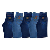 Kit 5 Bermudas Jeans Masculina Lycra Lisa Ref: 124