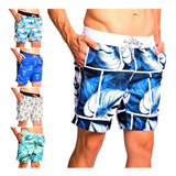 Kit 5 Bermudas Moda Praia Short Tactel Masculino Academia