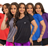 Kit 5 Blusas Fitness Dry Fit Camiseta Academia Feminina