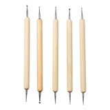 Kit 5 Boleador Estecas De Madeiras 10 Pontas Biscuit Argila