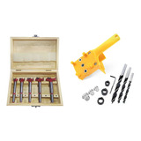 Kit 5 Brocas Forstner + Gabarito Para Cavilhas - Charbs