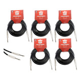 Kit 5 Cabo P10 P10 Para Guitarra Violão Baixo Mono 5m Metros