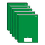 Kit 5 Cadernos Brochura Grande Capa Dura 96 Folhas Cor Verde