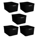 Kit 5 Caixas/cestos Organizadoras Rattan Preto