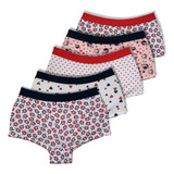 Kit 5 Calcinha Box Boxer Cueca Feminina Atacado Shortmf004