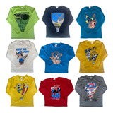 Kit 5 Camiseta Infantil Desenhos Manga