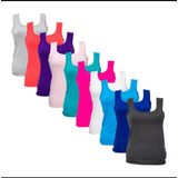 Kit 5 Camiseta Regata Normal Alça Larga Feminina Blusinhas