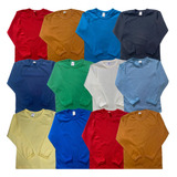 Kit 5 Camisetas Manga Longa Infantil Menino Lisa Sortidos