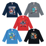 Kit 5 Camisetas Manga Longa Inverno Confortvel Frio Atacado