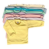 Kit 5 Camisetas Manga Longa Para Bebês 100% ALG. Rn P M G