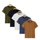 Kit 5 Camisetas Masculinas Bsicas Algodo Premium Slim Fit