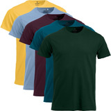 Kit 5 Camisetas Masculinas Slim Básicas Coloridas Premium