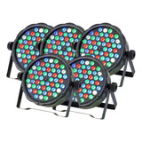 Kit 5 Canhao Refletor Led Par64 Rgbw 54 Leds 3w Dmx Dj Festa