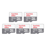 Kit 5 Cartão Memória Micro Sd Sandisk 32gb Classe 10 Ultra
