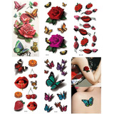 Kit 5 Cartelas 3d Tatuagem Temporária Com Varias Tatoo-fake