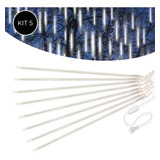 Kit 5 Cascata 8 Tubos Queda Pisca Chuva Gelo 50cm Branco