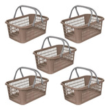 Kit 5 Cesta Cestinha Plastica Supermercado Mercado