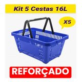 Kit 5 Cestas De Compras Supermercado Cestinha Mercado Lojas