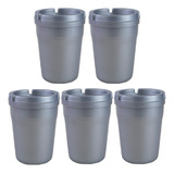 Kit 5 Cinzeiro Portátil Para Carro Casa Plastico Anti-cheiro Cor Prateado Liso