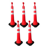 Kit 5 Cone Balizador Tráfego Rodovia Refletivo T Top 114 Cm