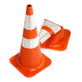 Kit 5 Cone Laranja Branco Flexível 75 Cm Faixas Refletivas