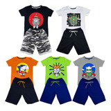 Kit 5 Conjunto Menino Roupa Infantil Shorts Atacado
