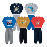 Kit 5 Conjunto Moletom Infantil Masculino Bebe Frio Atacado