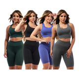 Kit 5 Conjuntos Bermuda Top Roupas Feminas Academia Atacado