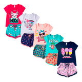 Kit 5 Conjuntos Short Menina Infantil Verão Tam. 1 Ao 8