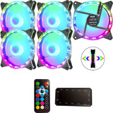 Kit 5 Cooler Fan Rgb 120mm Gamer Controlador Ventoinha Argb