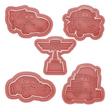 Kit 5 Cortador Marcador Cars Mcqueen Carros Cookie Americana