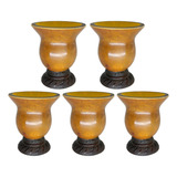 Kit 5 Cuia Pequena Mate Chimarrão Porongo Natural Com Pé