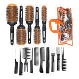 Kit 5 Escovas Termicas Vazadas Salon Profissional +10 Pentes