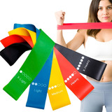 Kit 5 Faixa Elastica Treino Ginastica Pilates E Fisioterapia