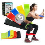 Kit 5 Faixa Elástica Treino Ginastica Pilates E Fisioterapia