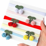 Kit 5 Faixinhas De Cereja Newborn Laço De Bebê Frutinha Slim