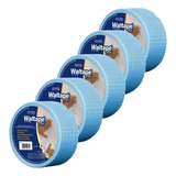 Kit 5 Fitas Telada Azul Waltape Plus P/ Drywall 100m Walsywa