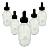 Kit 5 Frascos Transparente 100ml Conta Gotas Preto Vidro