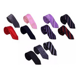 Kit 5 Gravatas Diversas Tradicionais Semi Slim- Sortidas